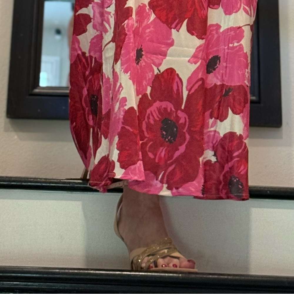 Lulu's Pink & Red Floral Slip Maxi side zipper Dress - Picture 12 of 12